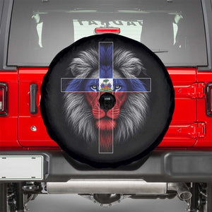 Lion of Judah Cross Haiti Flag Spare Tire Cover Christian Faith Haitian Pride