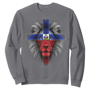 Lion of Judah Cross Haiti Flag Sweatshirt Christian Faith Haitian Pride