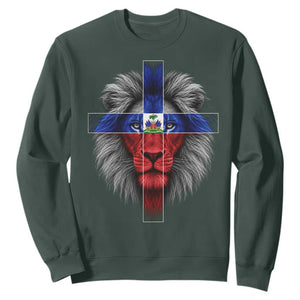 Lion of Judah Cross Haiti Flag Sweatshirt Christian Faith Haitian Pride