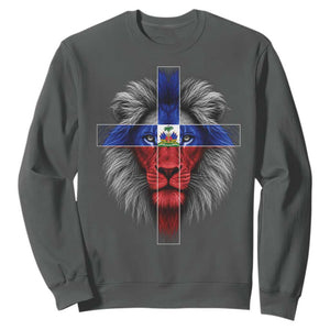 Lion of Judah Cross Haiti Flag Sweatshirt Christian Faith Haitian Pride
