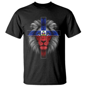 Lion of Judah Cross Haiti Flag T Shirt Christian Faith Haitian Pride