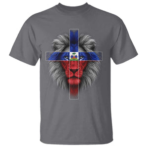 Lion of Judah Cross Haiti Flag T Shirt Christian Faith Haitian Pride