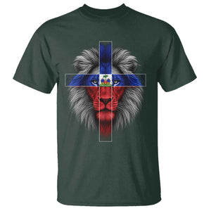 Lion of Judah Cross Haiti Flag T Shirt Christian Faith Haitian Pride