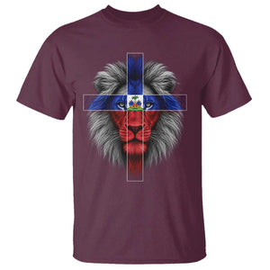 Lion of Judah Cross Haiti Flag T Shirt Christian Faith Haitian Pride