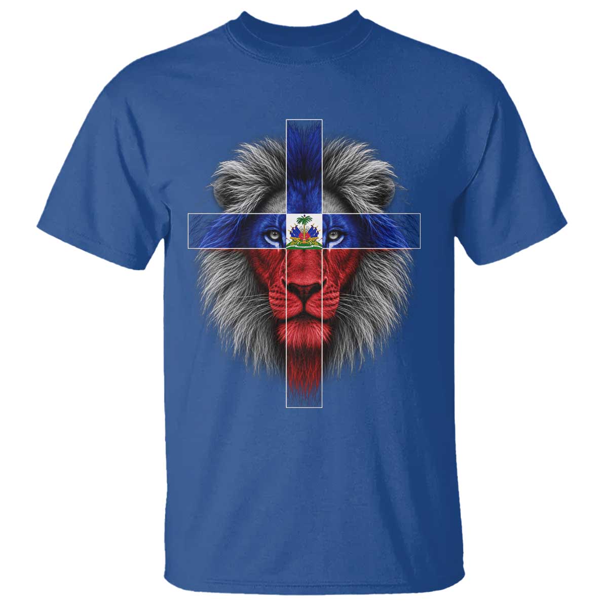 Lion of Judah Cross Haiti Flag T Shirt Christian Faith Haitian Pride