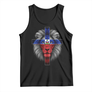 Lion of Judah Cross Haiti Flag Tank Top Christian Faith Haitian Pride