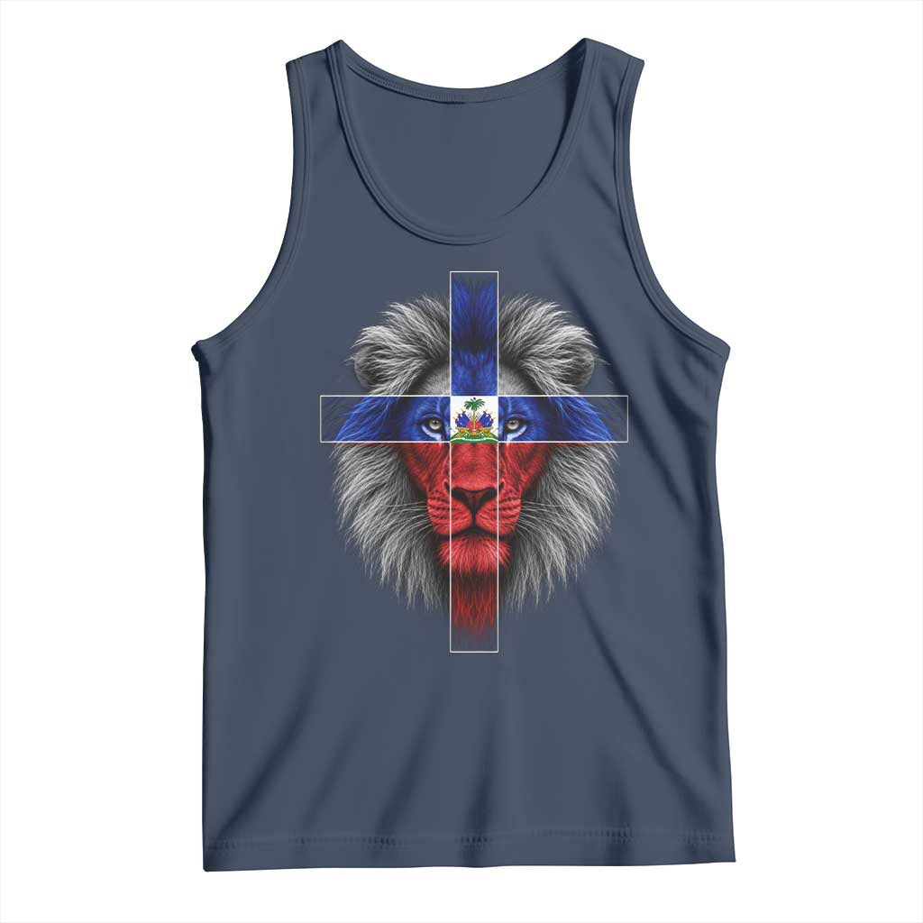 Lion of Judah Cross Haiti Flag Tank Top Christian Faith Haitian Pride