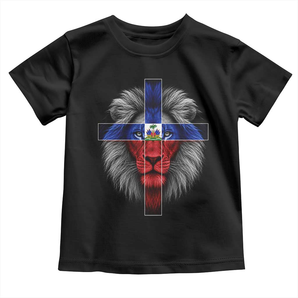Lion of Judah Cross Haiti Flag Toddler T Shirt Christian Faith Haitian Pride TS10 Black Print Your Wear