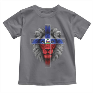 Lion of Judah Cross Haiti Flag Toddler T Shirt Christian Faith Haitian Pride