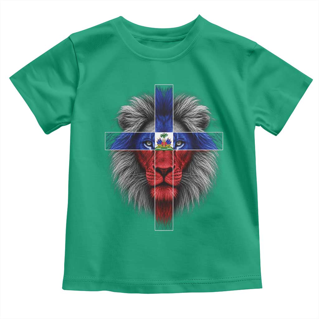 Lion of Judah Cross Haiti Flag Toddler T Shirt Christian Faith Haitian Pride