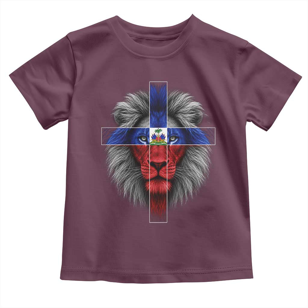 Lion of Judah Cross Haiti Flag Toddler T Shirt Christian Faith Haitian Pride