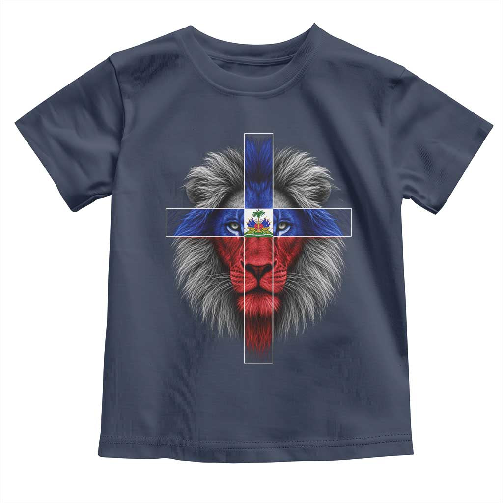 Lion of Judah Cross Haiti Flag Toddler T Shirt Christian Faith Haitian Pride
