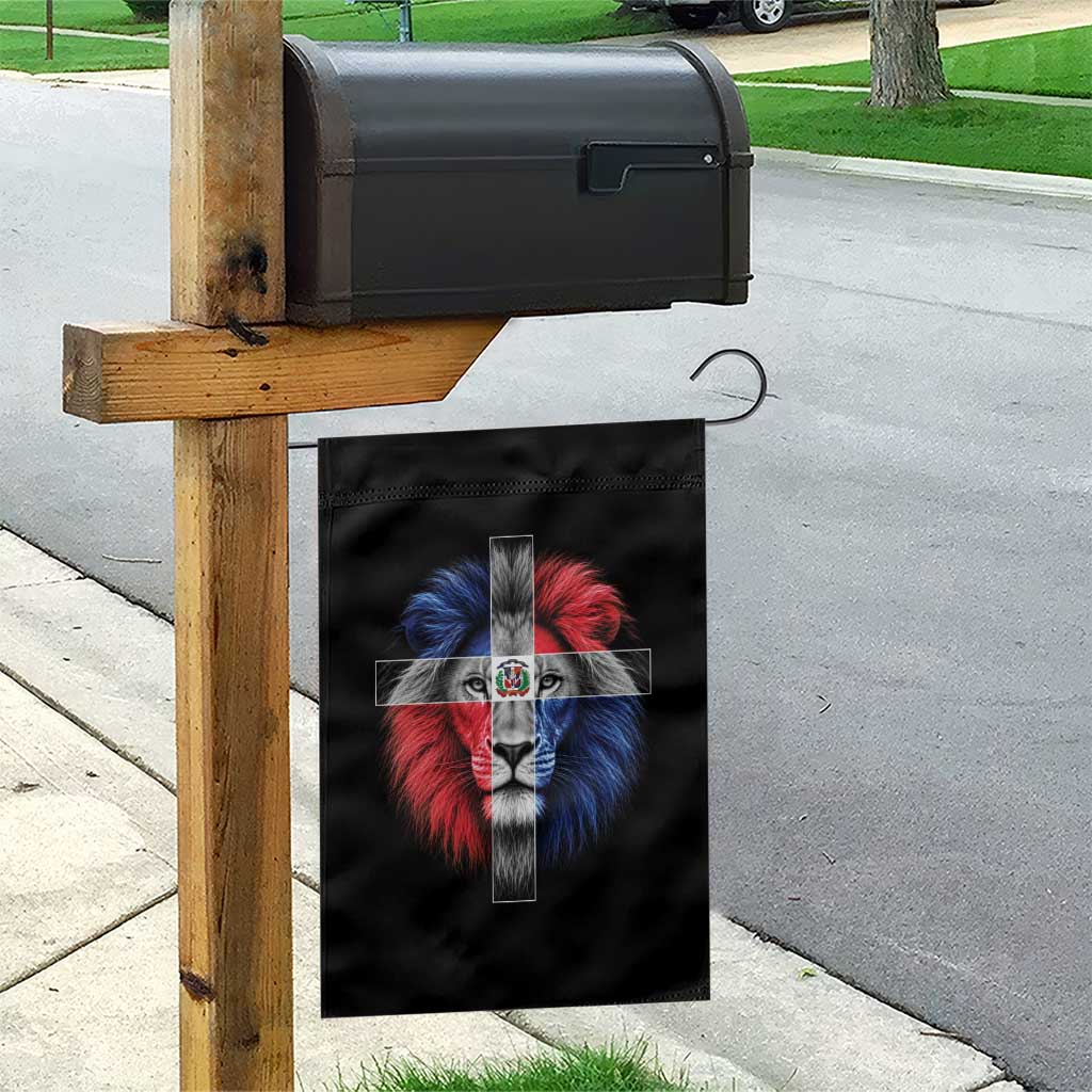 Lion of Judah Cross Dominican Republic Flag Garden Flag Christian Faith Dominican Pride