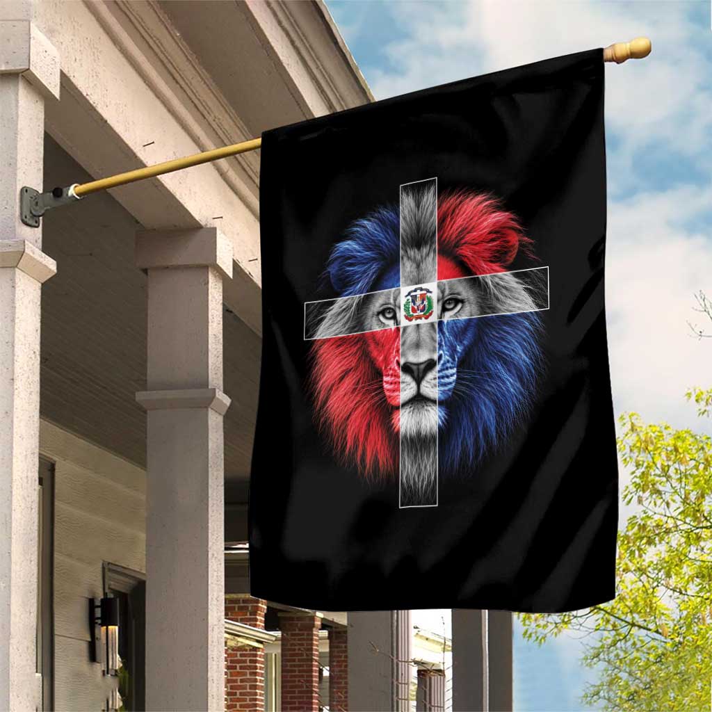 Lion of Judah Cross Dominican Republic Flag Garden Flag Christian Faith Dominican Pride