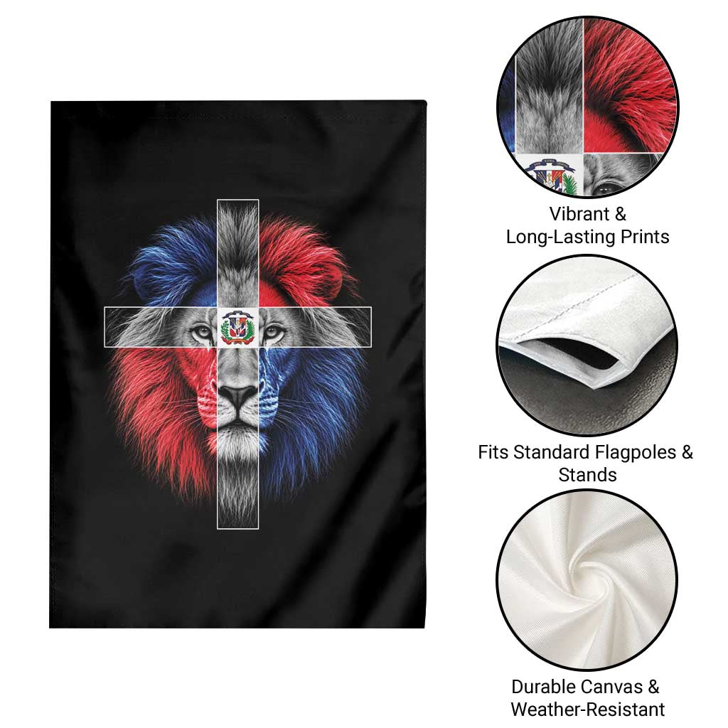 Lion of Judah Cross Dominican Republic Flag Garden Flag Christian Faith Dominican Pride