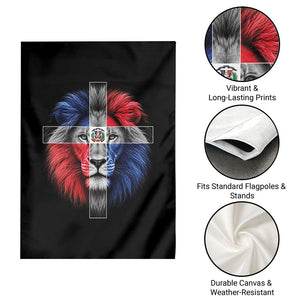 Lion of Judah Cross Dominican Republic Flag Garden Flag Christian Faith Dominican Pride