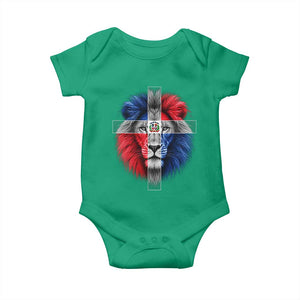 Lion of Judah Cross Dominican Republic Flag Baby Onesie Christian Faith Dominican Pride