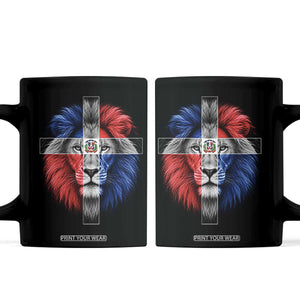 Lion of Judah Cross Dominican Republic Flag Coffee Mug Christian Faith Dominican Pride