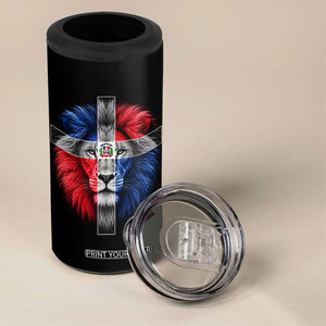 Lion of Judah Cross Dominican Republic Flag 4 in 1 Can Cooler Tumbler Christian Faith Dominican Pride