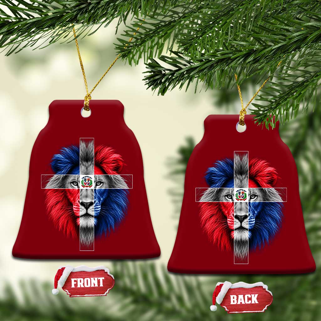 Lion of Judah Cross Dominican Republic Flag Ceramic Ornament Christian Faith Dominican Pride