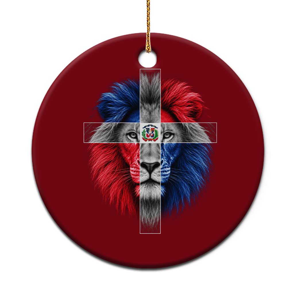 Lion of Judah Cross Dominican Republic Flag Ceramic Ornament Christian Faith Dominican Pride TS10 1pc Red Print Your Wear