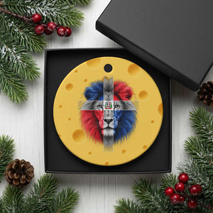 Lion of Judah Cross Dominican Republic Flag Ceramic Ornament Christian Faith Dominican Pride