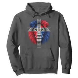 Lion of Judah Cross Dominican Republic Flag Hoodie Christian Faith Dominican Pride