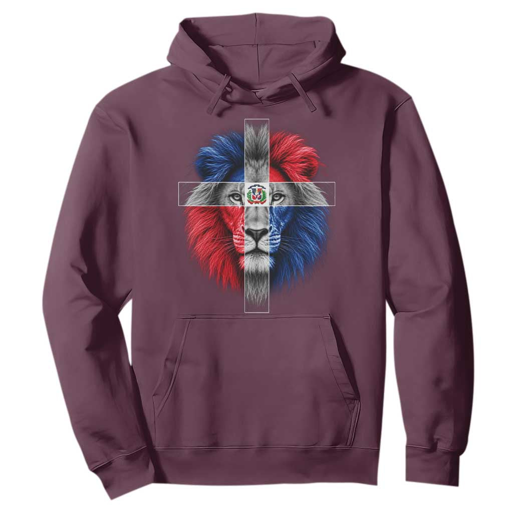 Lion of Judah Cross Dominican Republic Flag Hoodie Christian Faith Dominican Pride
