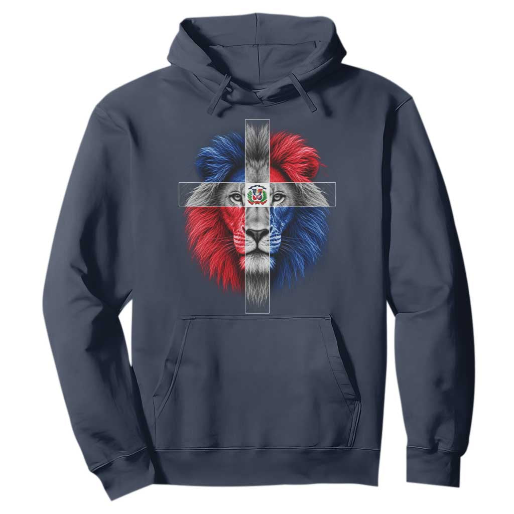 Lion of Judah Cross Dominican Republic Flag Hoodie Christian Faith Dominican Pride
