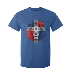 Lion of Judah Cross Dominican Republic Flag T Shirt For Kid Christian Faith Dominican Pride