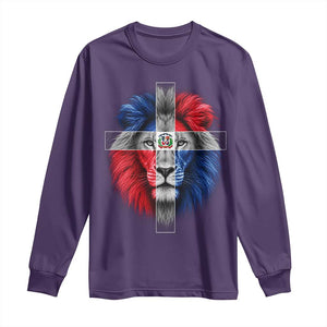 Lion of Judah Cross Dominican Republic Flag Long Sleeve Shirt Christian Faith Dominican Pride