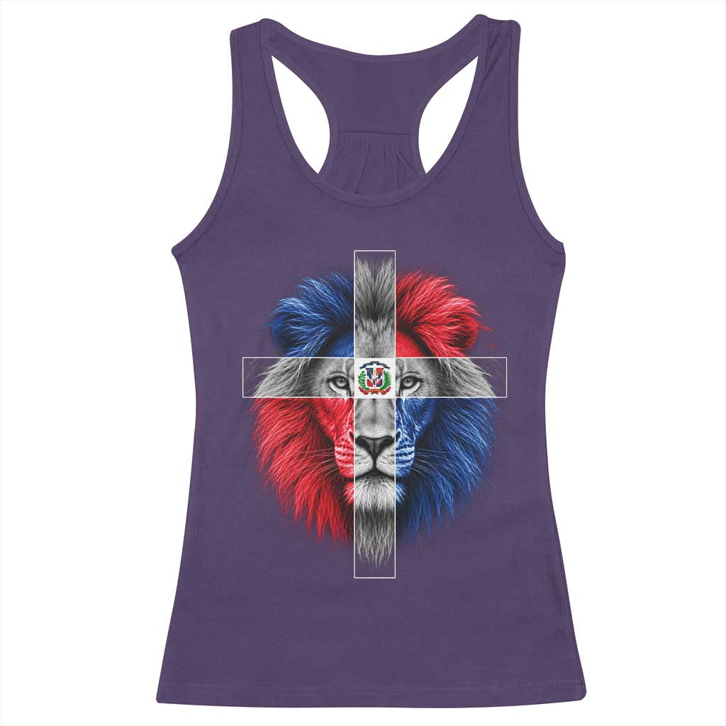 Lion of Judah Cross Dominican Republic Flag Racerback Tank Top Christian Faith Dominican Pride
