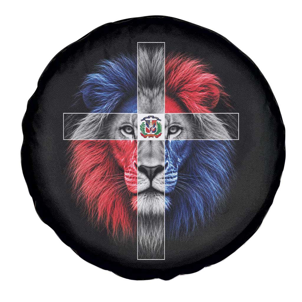 Lion of Judah Cross Dominican Republic Flag Spare Tire Cover Christian Faith Dominican Pride