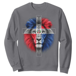 Lion of Judah Cross Dominican Republic Flag Sweatshirt Christian Faith Dominican Pride