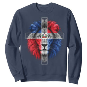 Lion of Judah Cross Dominican Republic Flag Sweatshirt Christian Faith Dominican Pride