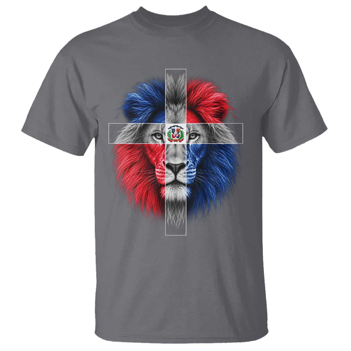 Lion of Judah Cross Dominican Republic Flag T Shirt Christian Faith Dominican Pride