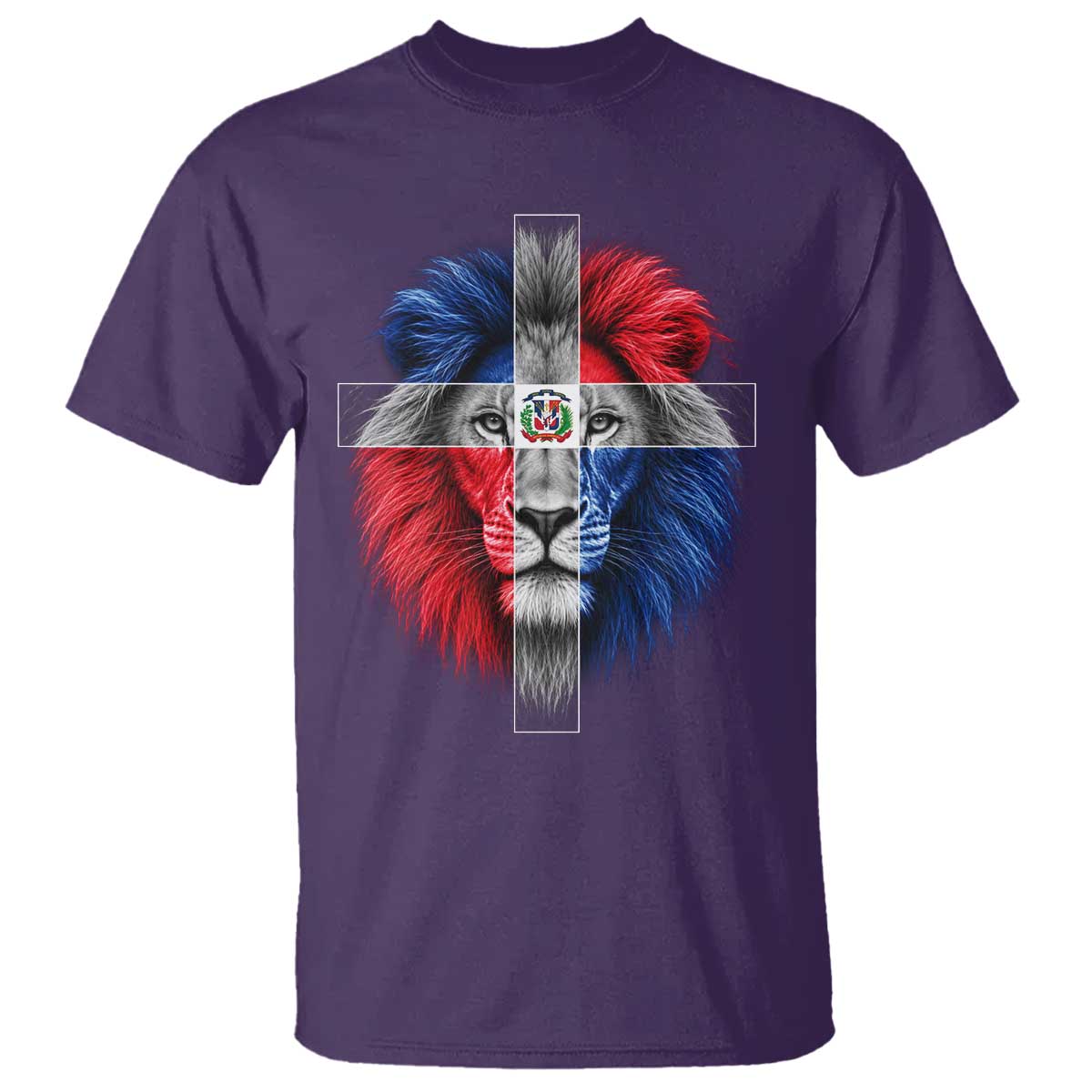 Lion of Judah Cross Dominican Republic Flag T Shirt Christian Faith Dominican Pride