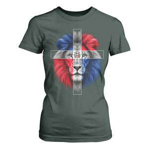 Lion of Judah Cross Dominican Republic Flag T Shirt For Women Christian Faith Dominican Pride