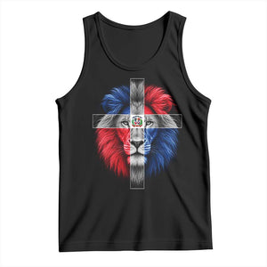 Lion of Judah Cross Dominican Republic Flag Tank Top Christian Faith Dominican Pride