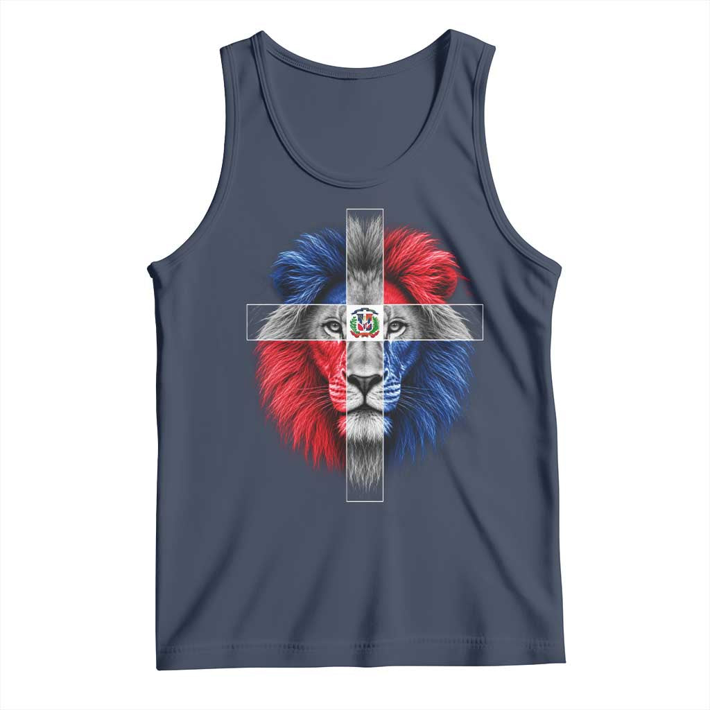 Lion of Judah Cross Dominican Republic Flag Tank Top Christian Faith Dominican Pride