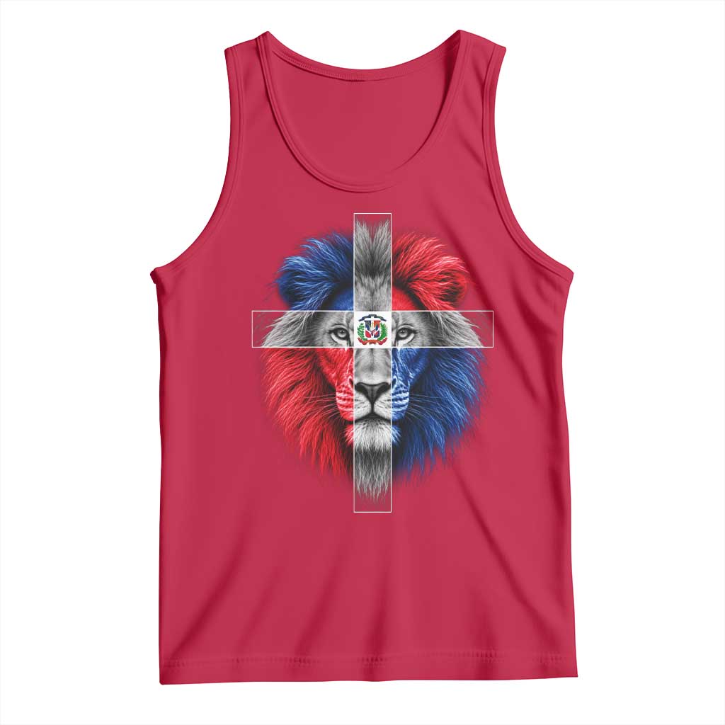 Lion of Judah Cross Dominican Republic Flag Tank Top Christian Faith Dominican Pride