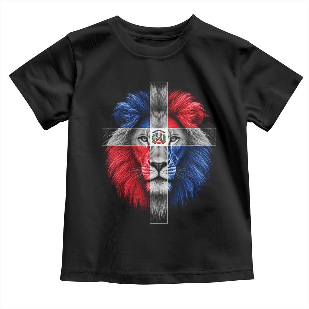 Lion of Judah Cross Dominican Republic Flag Toddler T Shirt Christian Faith Dominican Pride TS10 Black Print Your Wear
