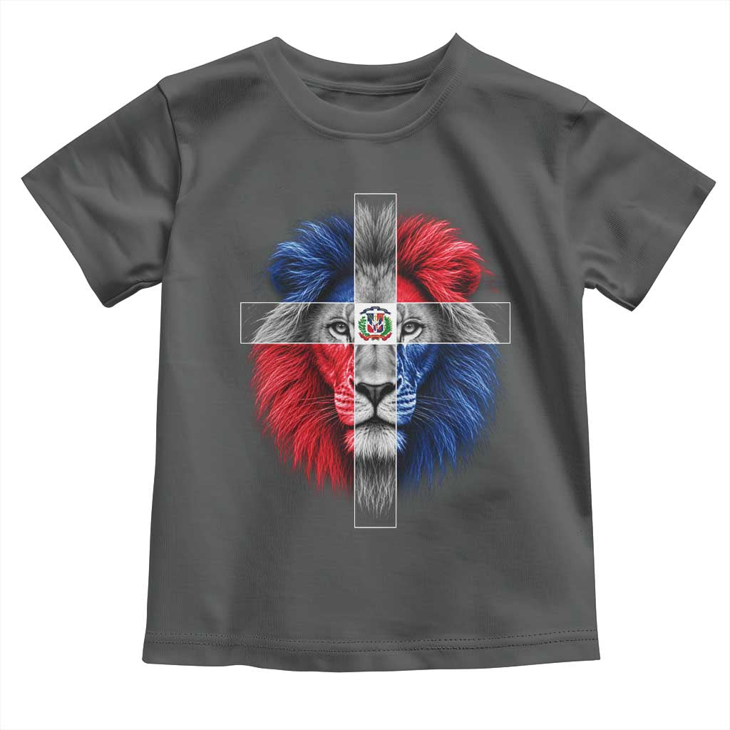 Lion of Judah Cross Dominican Republic Flag Toddler T Shirt Christian Faith Dominican Pride