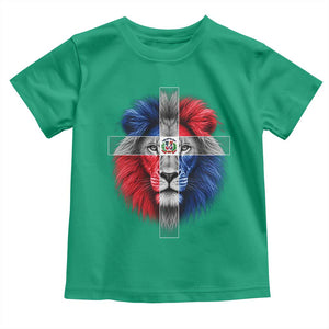Lion of Judah Cross Dominican Republic Flag Toddler T Shirt Christian Faith Dominican Pride