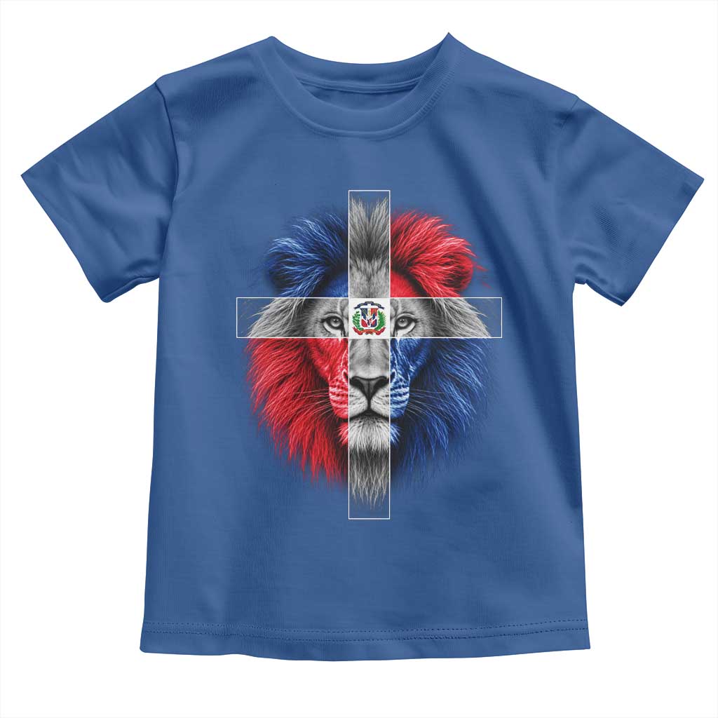 Lion of Judah Cross Dominican Republic Flag Toddler T Shirt Christian Faith Dominican Pride