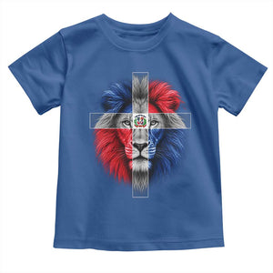 Lion of Judah Cross Dominican Republic Flag Toddler T Shirt Christian Faith Dominican Pride