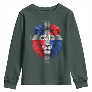 Lion of Judah Cross Dominican Republic Flag Youth Sweatshirt Christian Faith Dominican Pride