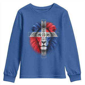 Lion of Judah Cross Dominican Republic Flag Youth Sweatshirt Christian Faith Dominican Pride