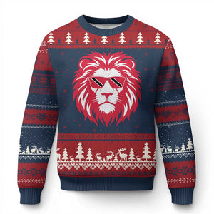 Trinidad and Tobago Lion Ugly Christmas Sweater Vintage Caribbean Pride TS10 Navy Red Print Your Wear