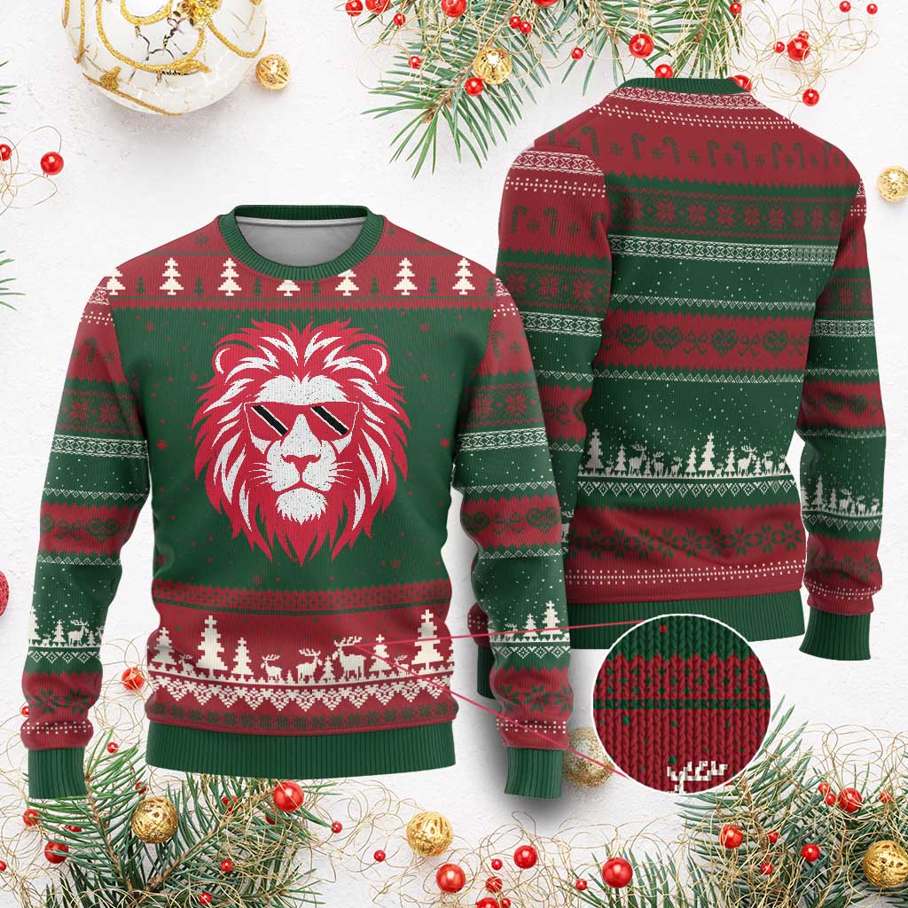 Trinidad and Tobago Lion Ugly Christmas Sweater Vintage Caribbean Pride TS10 Print Your Wear